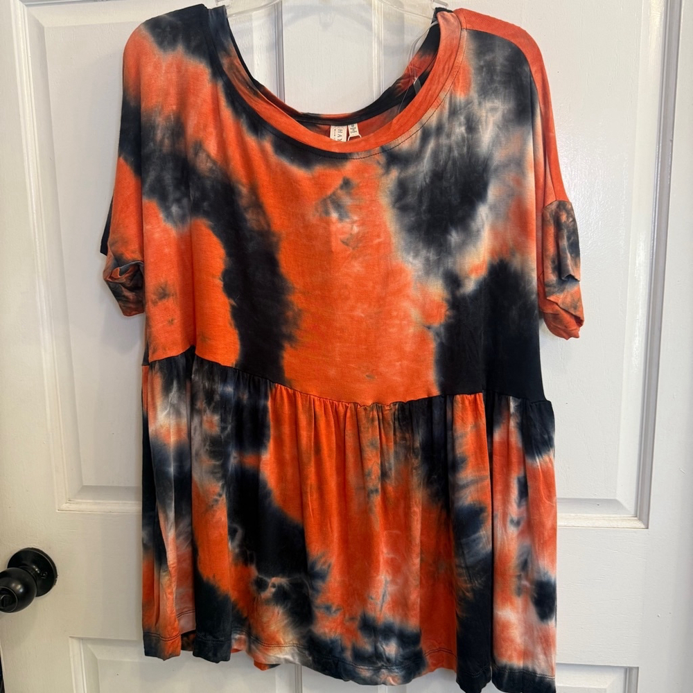 Women's Hayden LA Top Size M Orange Black Tie Dye